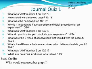 Journal Quiz 1