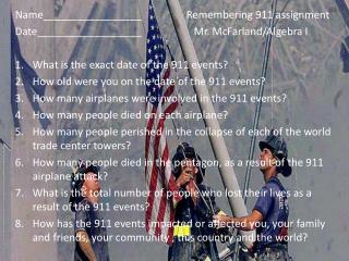 Name_________________ Remembering 911 assignment