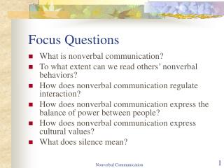 Focus Questions