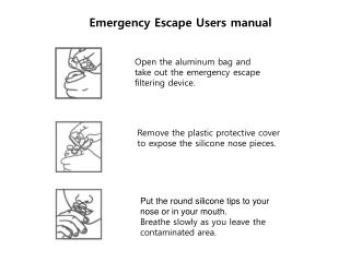 Open the aluminum bag and take out the emergency escape filtering device.
