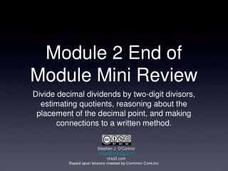 Module 2 End of Module Mini Review