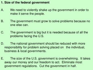 1. Size of the federal government