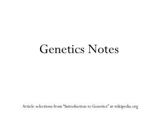 Genetics Notes