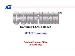 Confirm/PLANET Codes