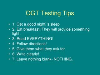 OGT Testing Tips