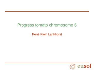 Progress tomato chromosome 6 René Klein Lankhorst