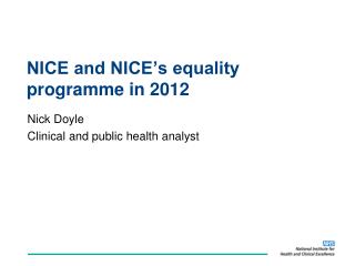 NICE and NICE’s equality programme in 2012
