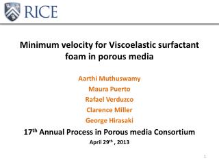Minimum velocity for Viscoelastic surfactant foam in porous media