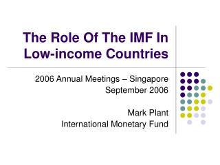 The Role Of The IMF In Low-income Countries