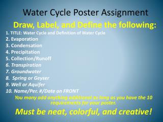 Water Cycle Poster Assignment