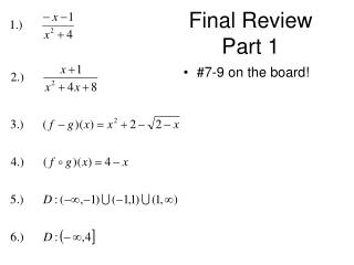 Final Review Part 1