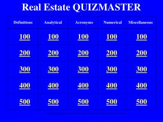 Real Estate QUIZMASTER