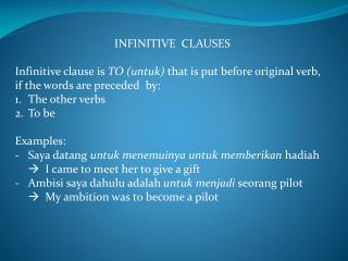 INFINITIVE CLAUSES
