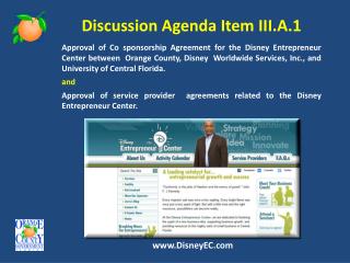 Discussion Agenda Item III.A.1