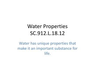 Water Properties SC.912.L.18.12