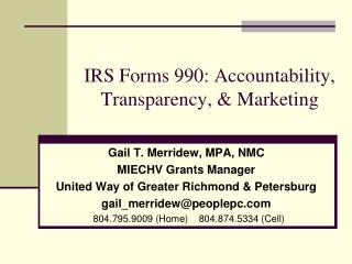 IRS Forms 990: Accountability, Transparency, &amp; Marketing