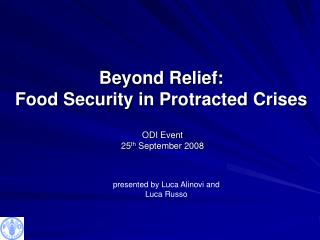 Beyond Relief: Food Security in Protracted Crises