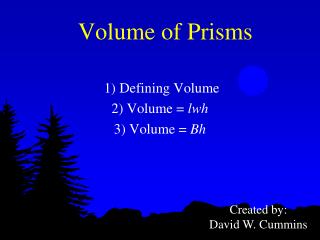 Volume of Prisms