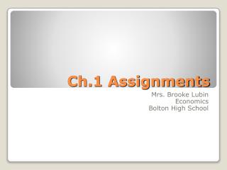Ch.1 Assignments