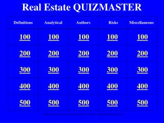 Real Estate QUIZMASTER