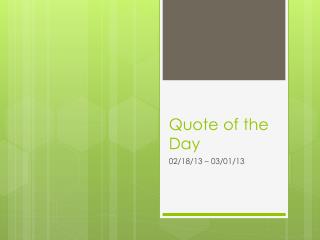 Quote of the Day