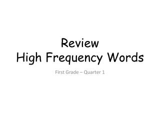 Review High Frequency Words