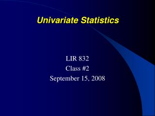 Univariate Statistics