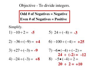 Objective - To divide integers.