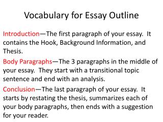 Vocabulary for Essay Outline