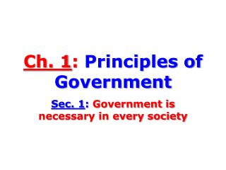 Ch. 1 : Principles of Government