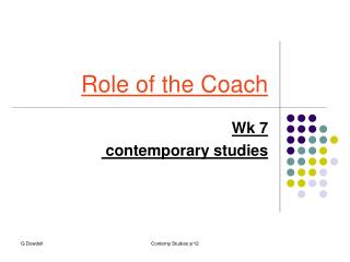 Role of the Coach