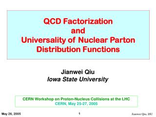 QCD Factorization and Universality of Nuclear Parton Distribution Functions