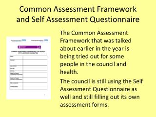 assessment framework questionnaire common self