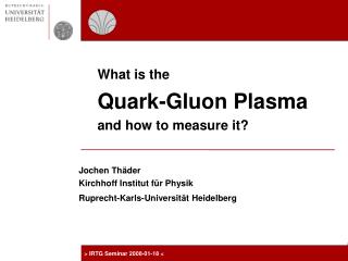 What is the Quark-Gluon Plasma and how to measure it?