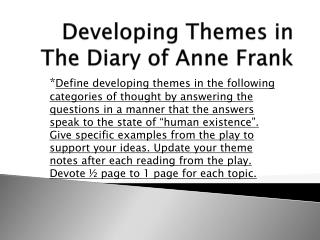 Developing Themes in The Diary of Anne Frank