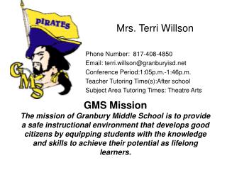 Mrs. Terri Willson Phone Number: 817-408-4850 Email: terri.willson@granburyisd