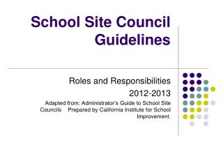 School Site Council Guidelines