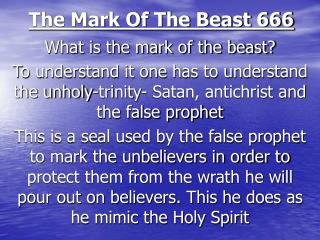 The Mark Of The Beast 666