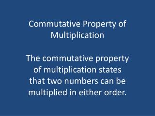 Commutative Property of Multiplication