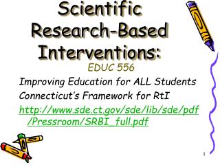 Scientific Research-Based Interventions: