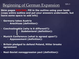 Beginning of German Expansion