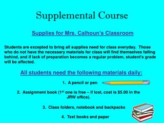Supplemental Course