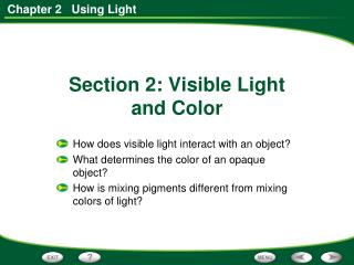 Section 2: Visible Light and Color