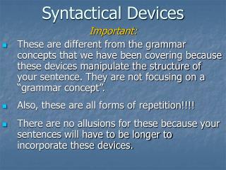 Syntactical Devices
