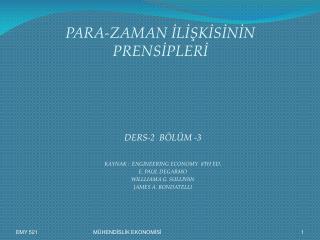 PARA-ZAMAN İLİŞKİSİNİN PRENSİPLERİ