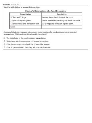 Keystone Sample Questions for Review