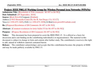 Project: IEEE P802.15 Working Group for Wireless Personal Area Networks (WPANs)