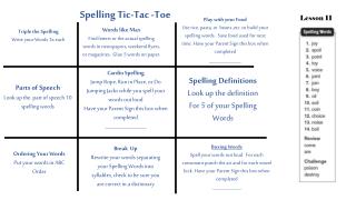 Spelling Tic-Tac -Toe
