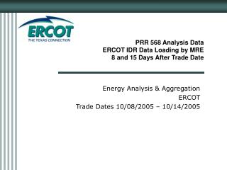 PRR 568 Analysis Data ERCOT IDR Data Loading by MRE 8 and 15 Days After Trade Date