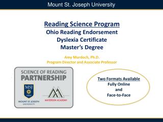 Reading Science Program Ohio Reading Endorsement Dyslexia Certificate Master’s Degree